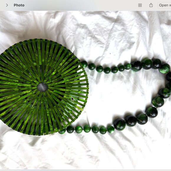 Cult Gaia Luna Round Malachite Acrylic Shoulder Bag - Picture 8 of 11